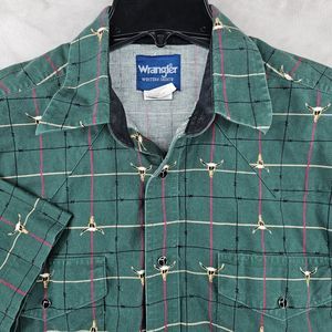 Wrangler Green Plaid Dress Shirt